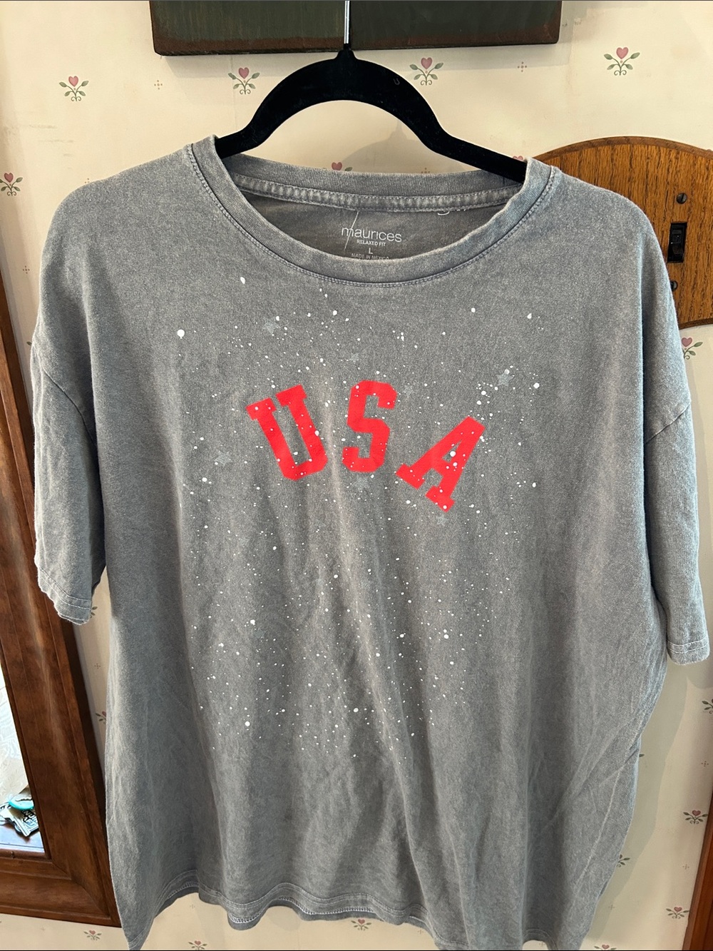 Maurices Gray Tee with Red USA Graphic